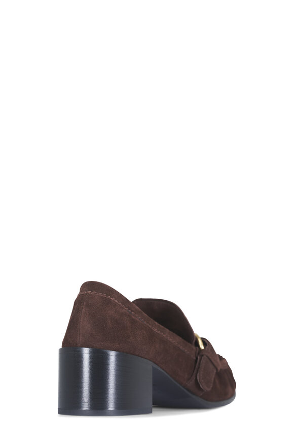 Miu Miu Dark Brown Suede Heel Loafer, 45mm - view 4