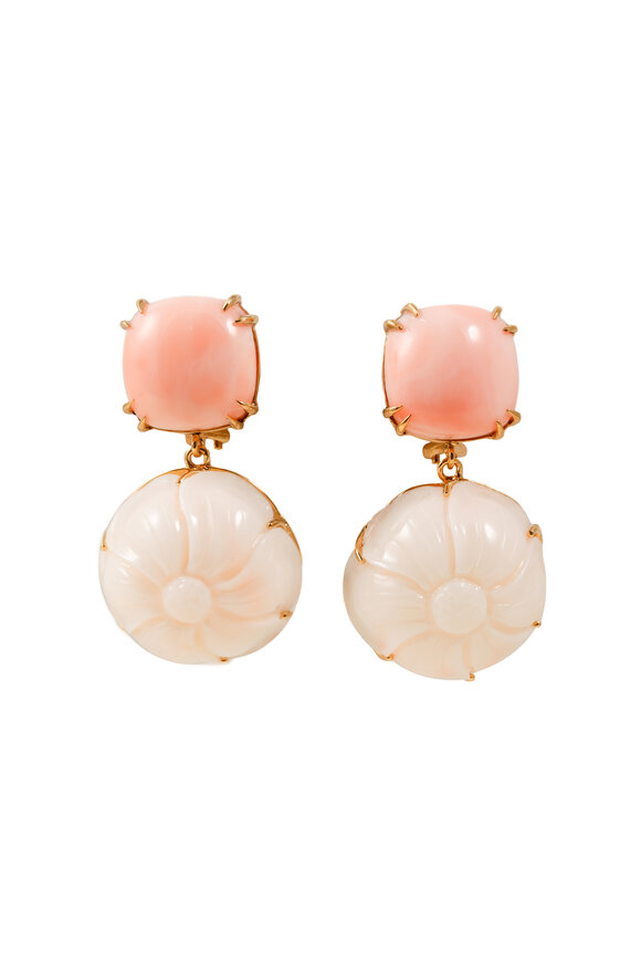 K. Brunini Jewels Coral Cabochon Drop Earrings - view 1