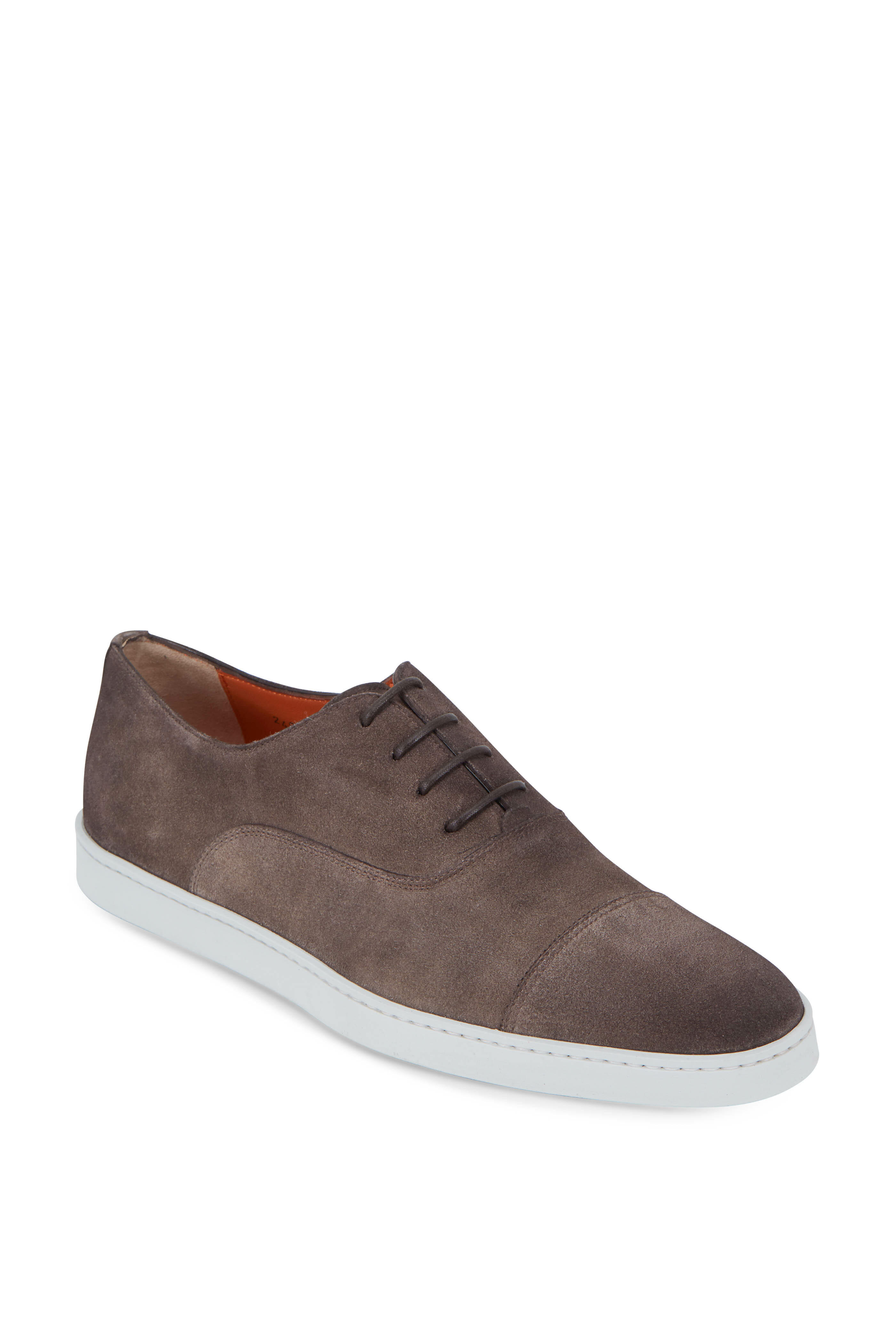 Santoni - Durbin Dark Gray Suede Cap-Toe Shoe | Mitchell Stores display picture 1