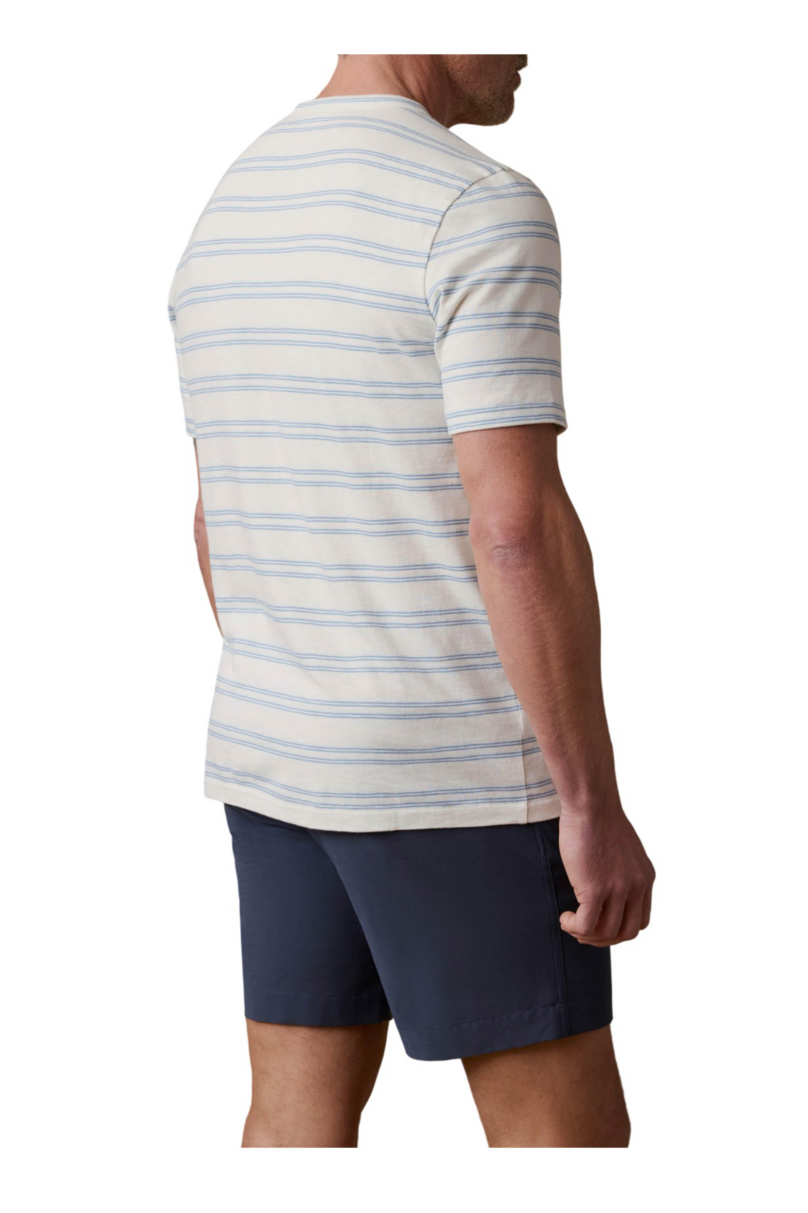 Faherty Brand - Sunwashed Cream & Blue Stripe T-Shirt - view 3