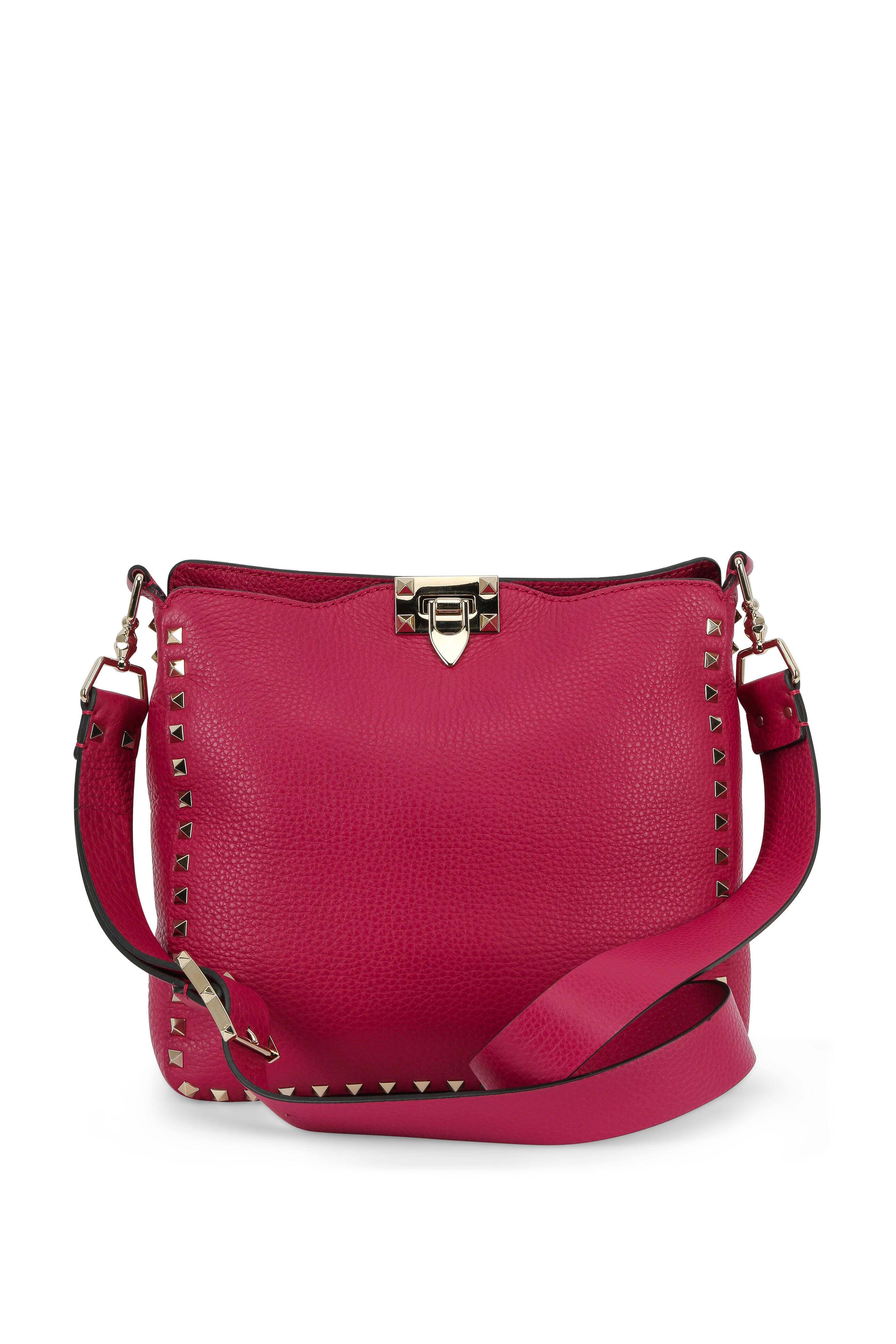 Valentino Garavani - Rockstud Magenta Leather Small Hobo Bag