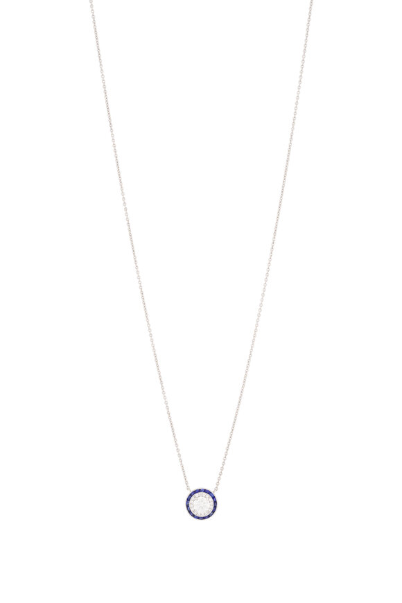 Kwiat Diamond & Sapphire Halo Pendant Necklace