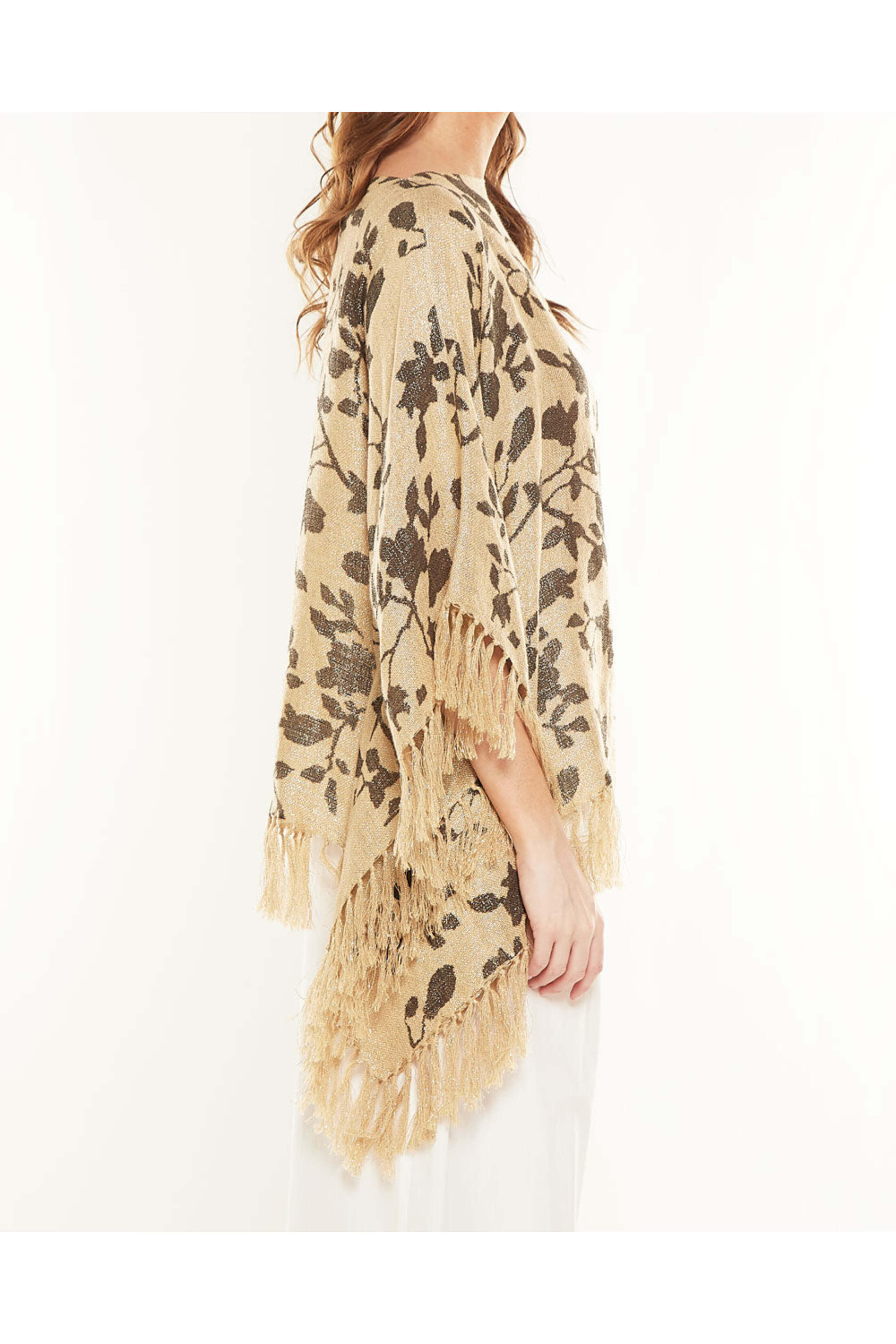 Brunello Cucinelli - Natural Floral Fringe Poncho
