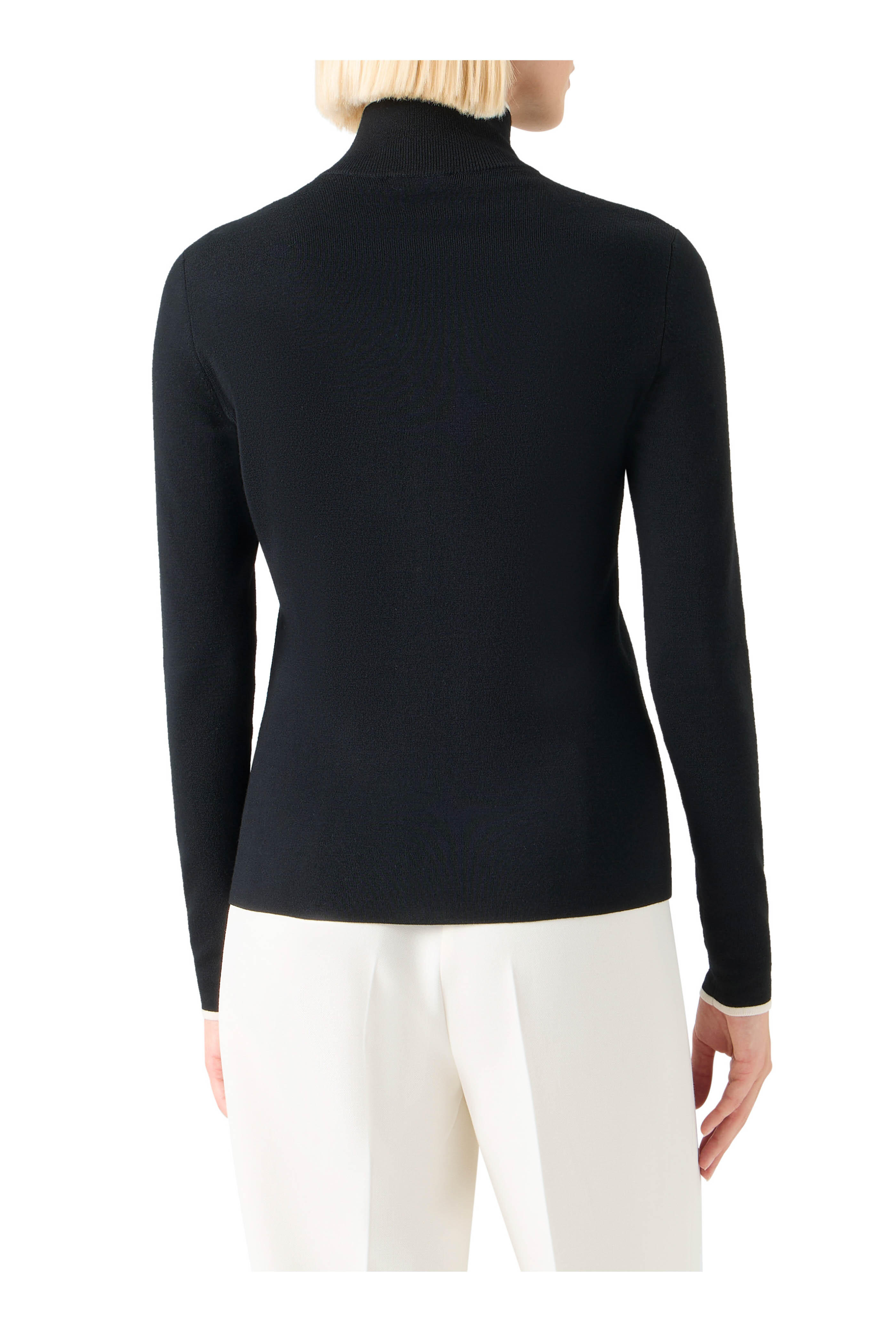 Akris Punto - Black & Cream Knit Zip Cardigan - view 3