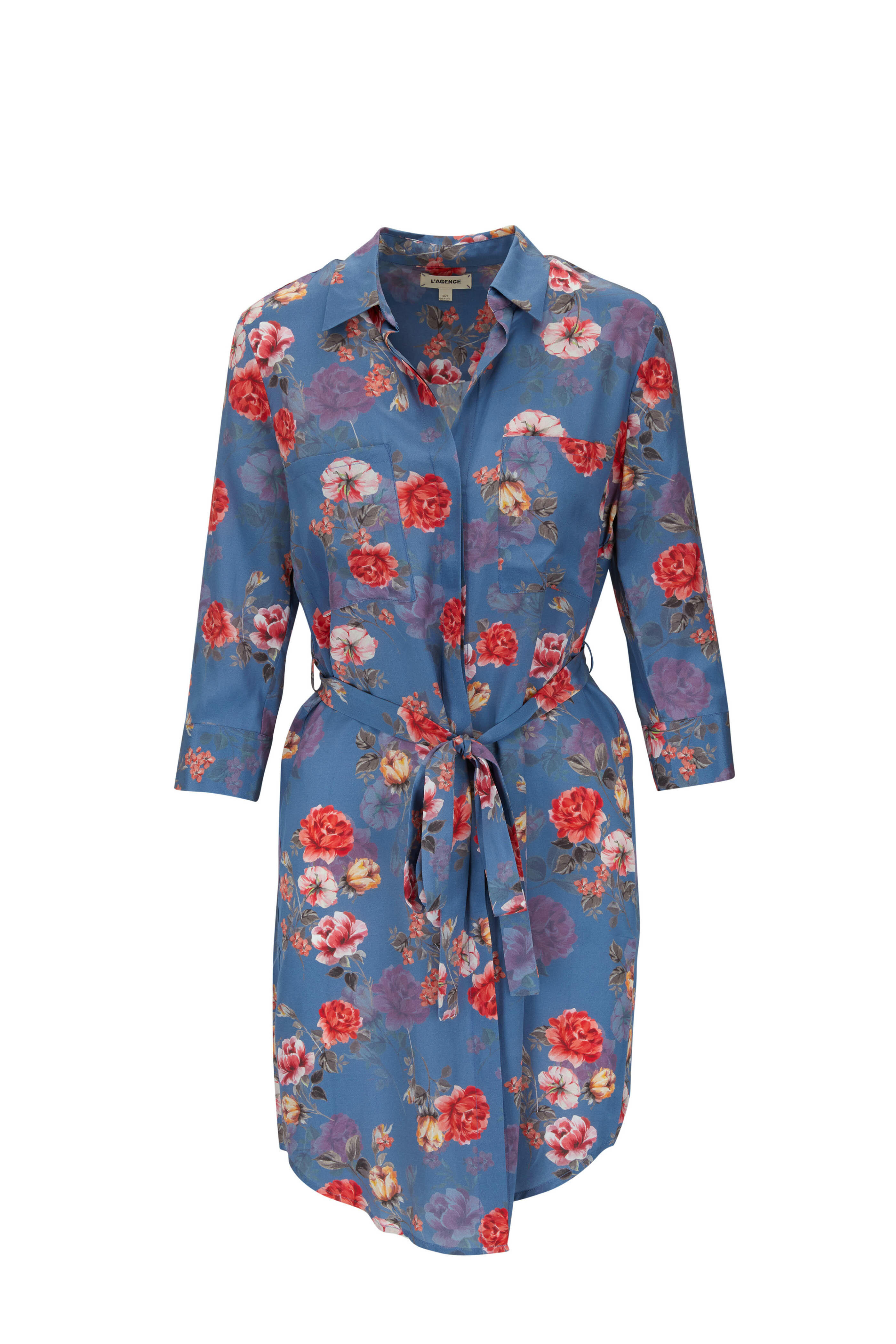 L'Agence - Stella Antique Rose Silk Shirt Dress