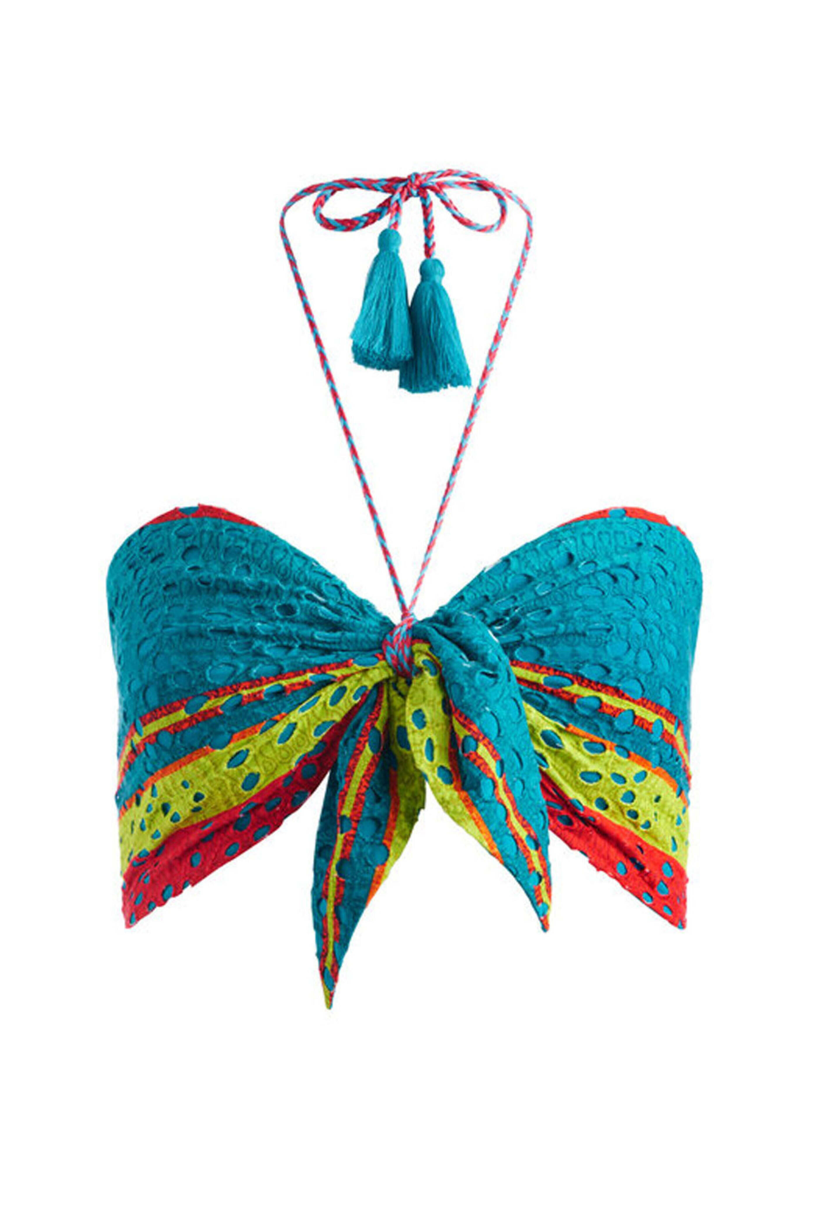 Alice & Olivia - Cabo Stripe Livia Tie Front Halter Top