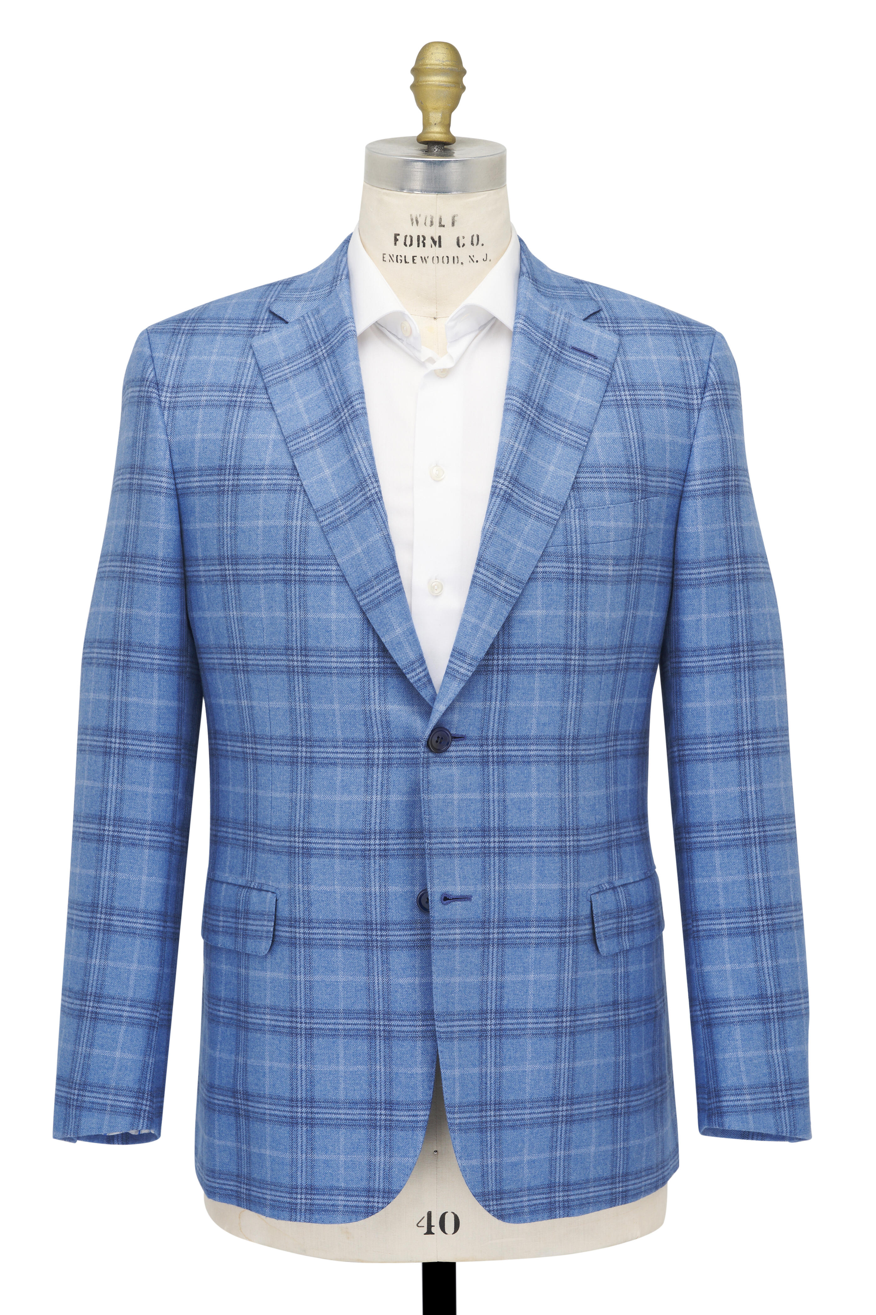 Brioni - Light Blue Silk & Cashmere Plaid Sportcoat