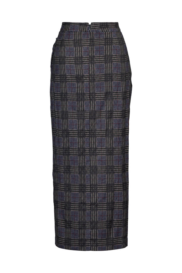 Essentiel Antwerp Karm Dark Green Plaid Bow Midi Skirt - view 2