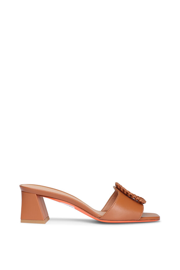 Santoni Corolle Brown Leather Buckle Mule, 50mm - view 1