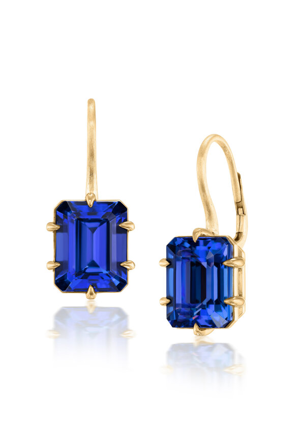 Nam Cho 18k Yellow Gold Tanzanite Lever Drop Earrings