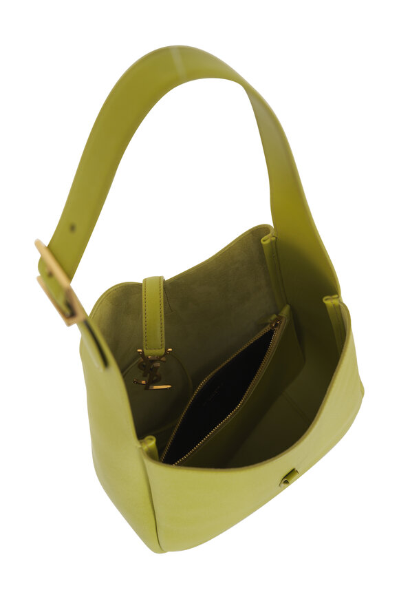 Saint Laurent Small Le 5 A 7 Wild Lime Leather Hobo Bag - view 6