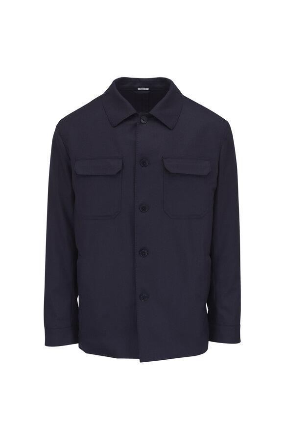 Atelier Munro Navy Blue Wool Flannel Informal Jacket