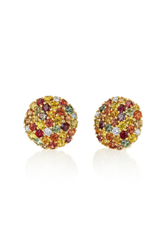Aaron Henry 18k Yellow Gold Sapphire & Diamond Mosaic Earring - view 1