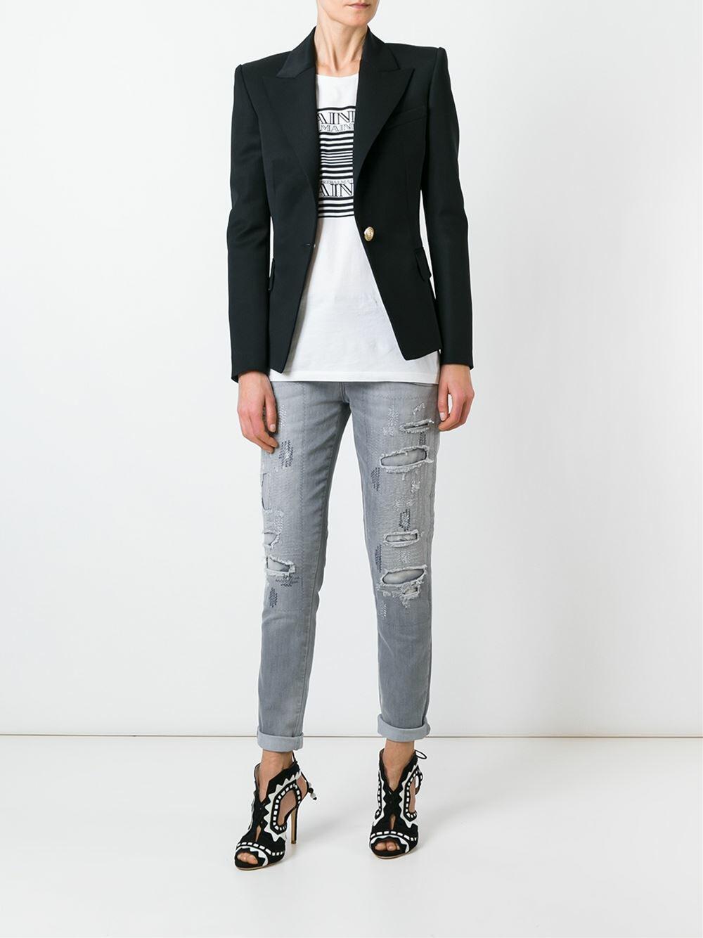 Balmain - Black Wool Single Button Blazer | Mitchell Stores