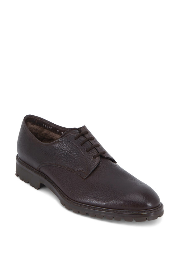 Gravati - Brown Leather Shearling Lined Derby Shoe 