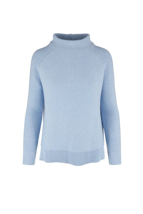 Kinross - Cristal Blue Cotton Garter Stitch Sweater