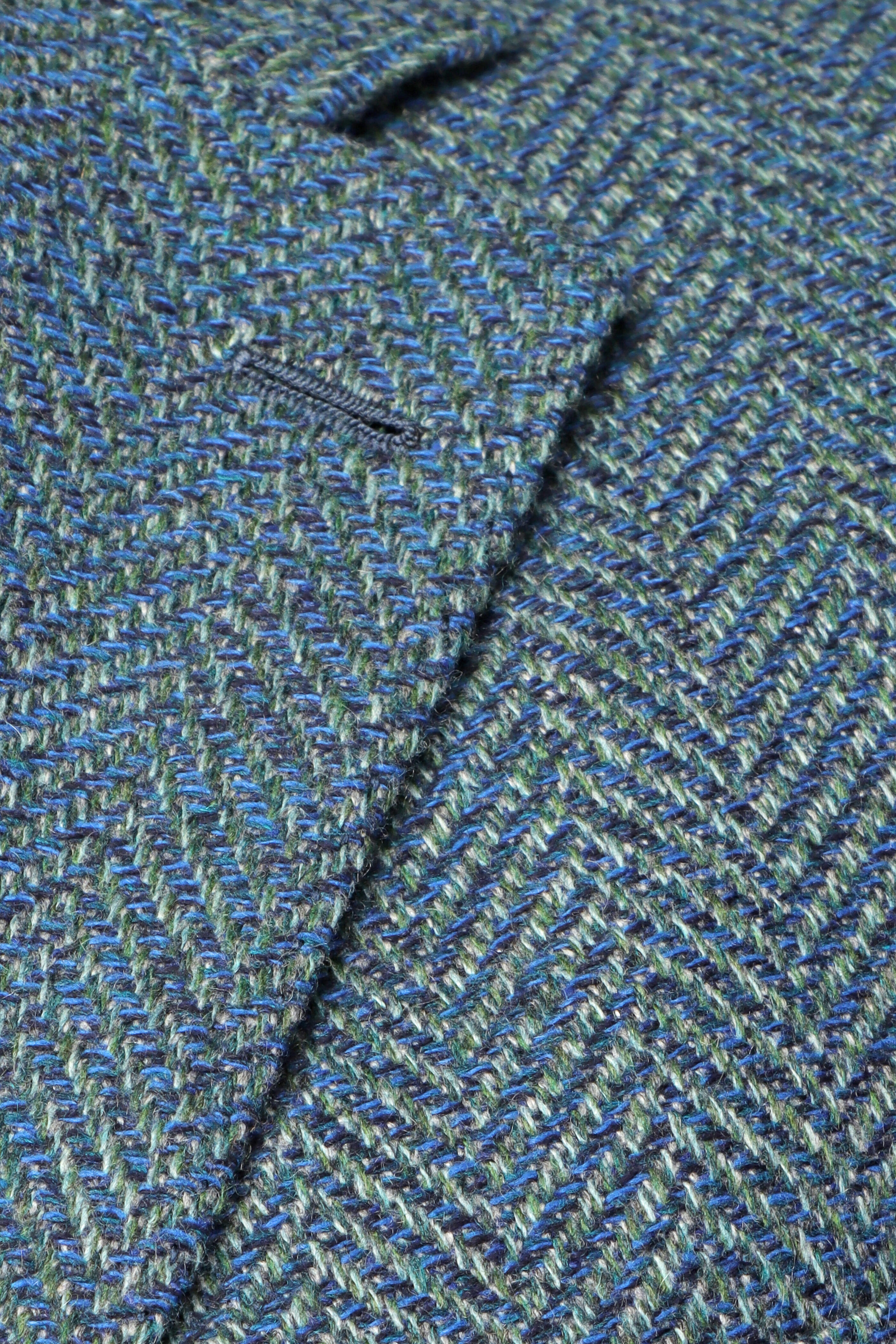 Cesare Attolini - Royal Blue & Green Herringbone Sportcoat