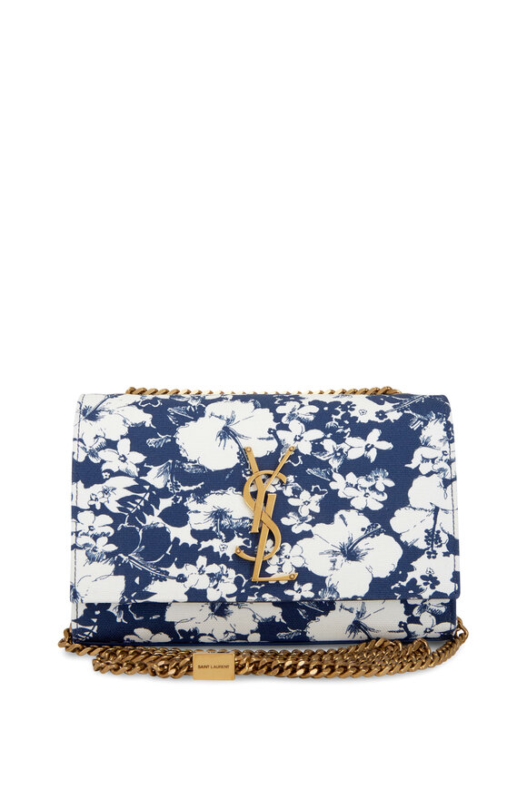 Saint Laurent Kate Blue Hawaiian Print Small Crossbody Bag - view 1