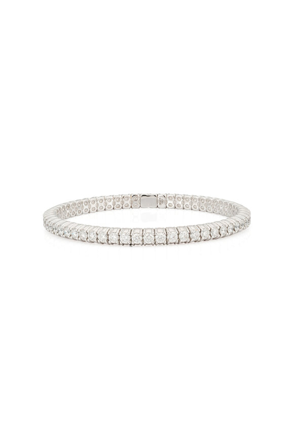 ZYDO 18k White Gold Medium Single Row Stretch Bracelet - view 2