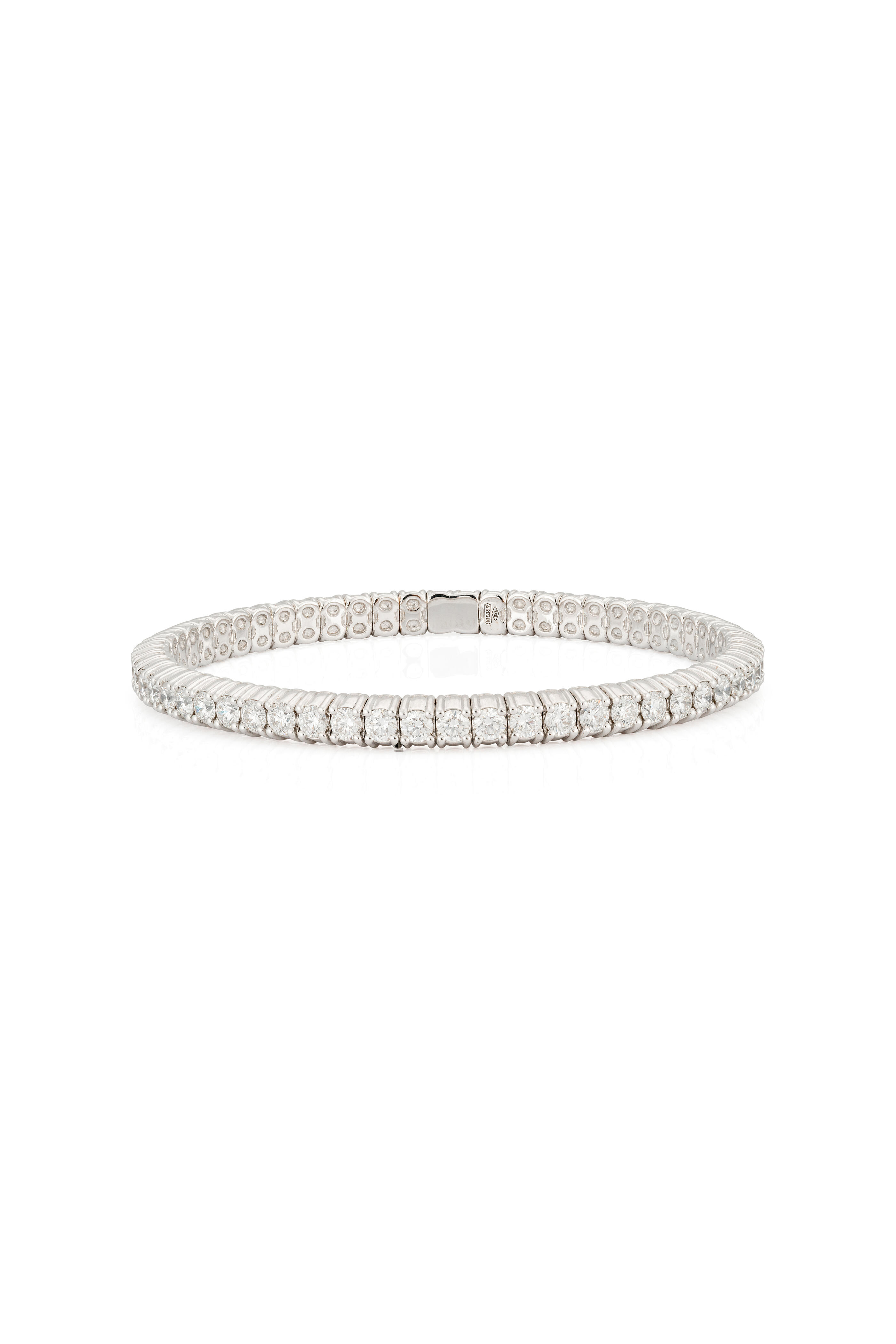 ZYDO - 18k White Gold Medium Single Row Stretch Bracelet - view 2