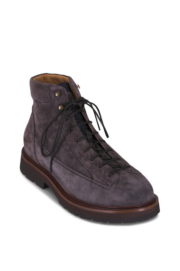 Brunello Cucinelli - Gray Nubuck Mountain Boot | Mitchell Stores
