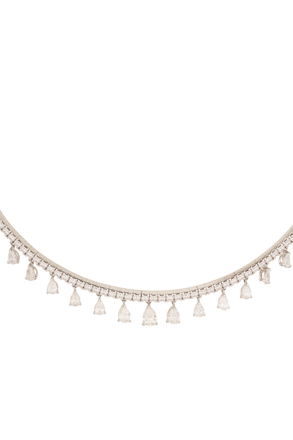 ZYDO 18k White Gold Pear Diamond Drops Choker - view 3
