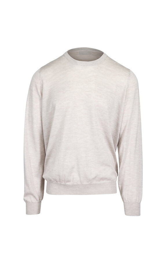 Brunello Cucinelli Tan Cashmere & Silk Crewneck Sweater