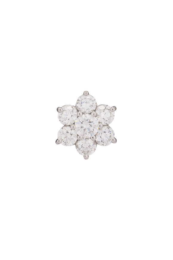 Lowy & Co 18k White Gold Diamond Flower Studs - view 2