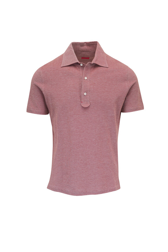 Isaia Rust Washed Cotton Pique Short Sleeve Polo