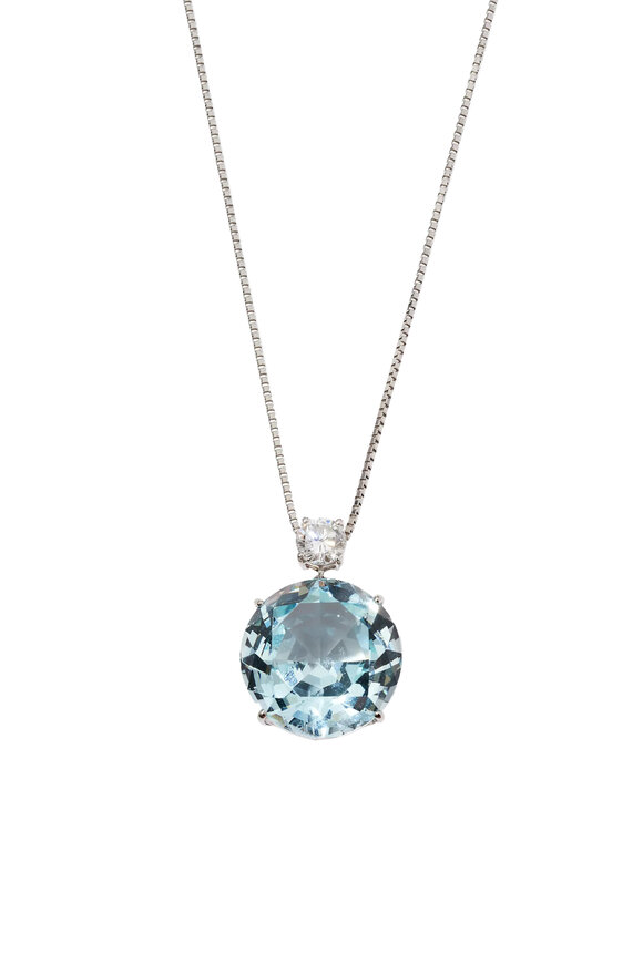Alexander Laut Aquamarine & Diamond Pendant Necklace