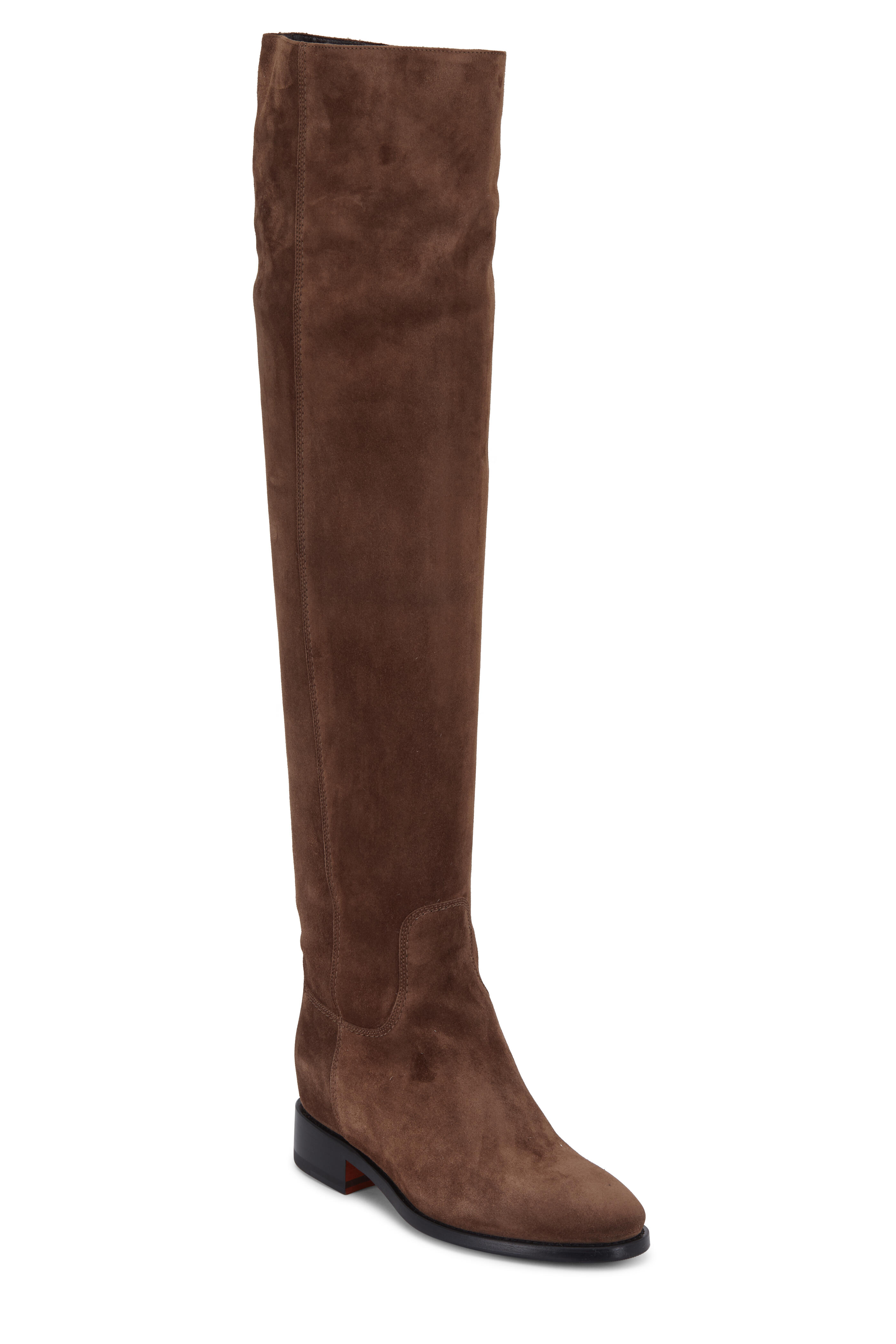 Santoni - Hermione Brown Suede Over-The-Knee Boot