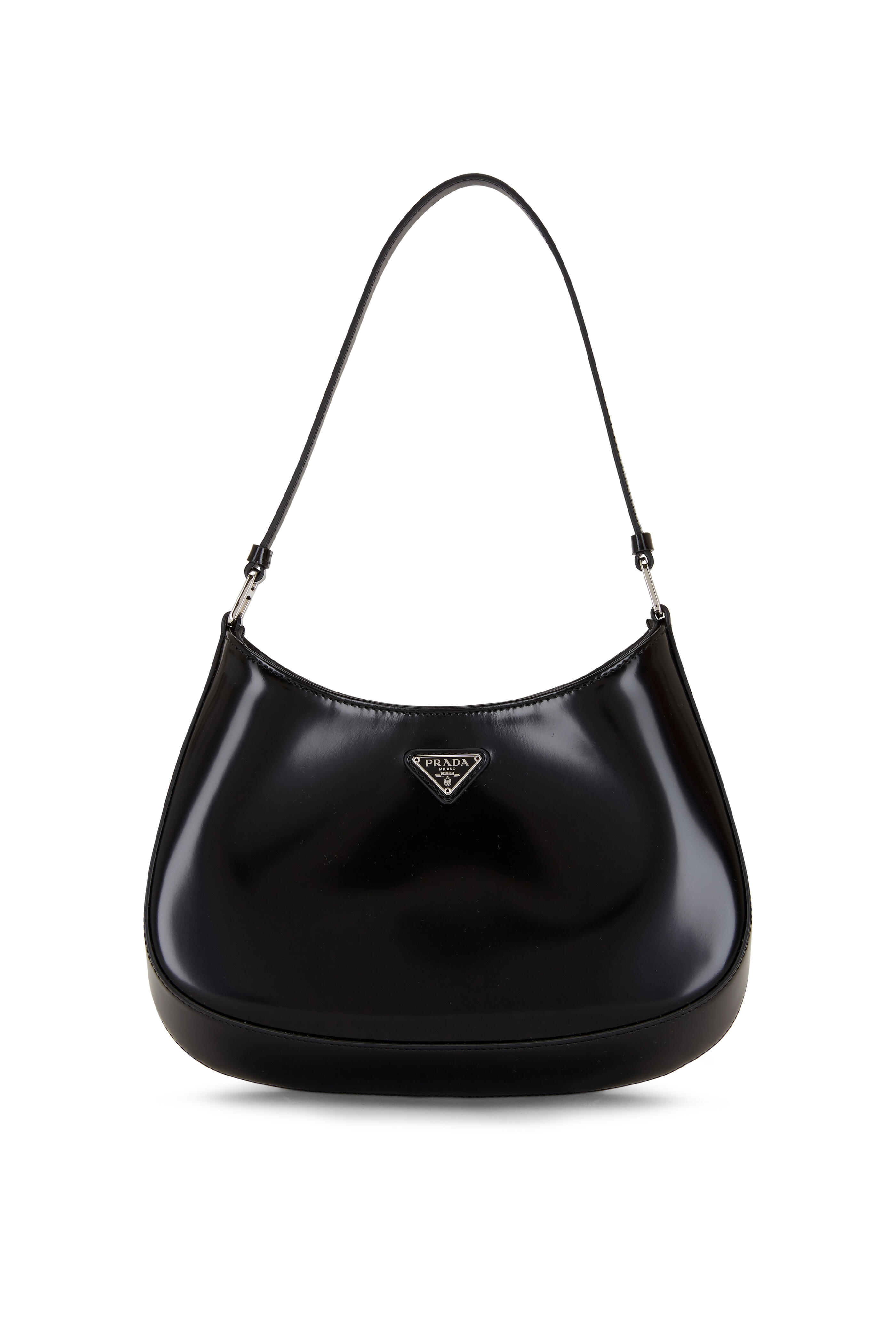 Black Cleo leather shoulder bag, Prada