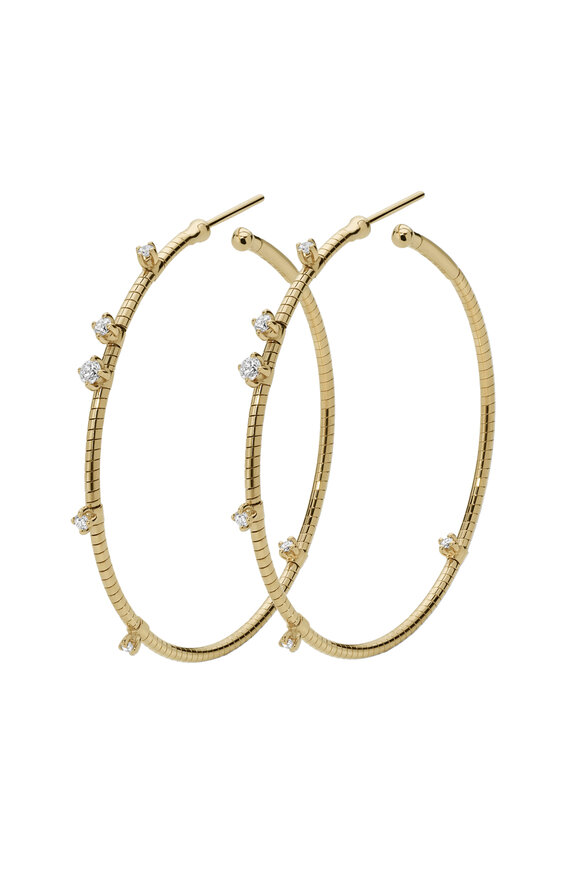 Mattia Cielo 18k Yellow Gold Diamond Hoop