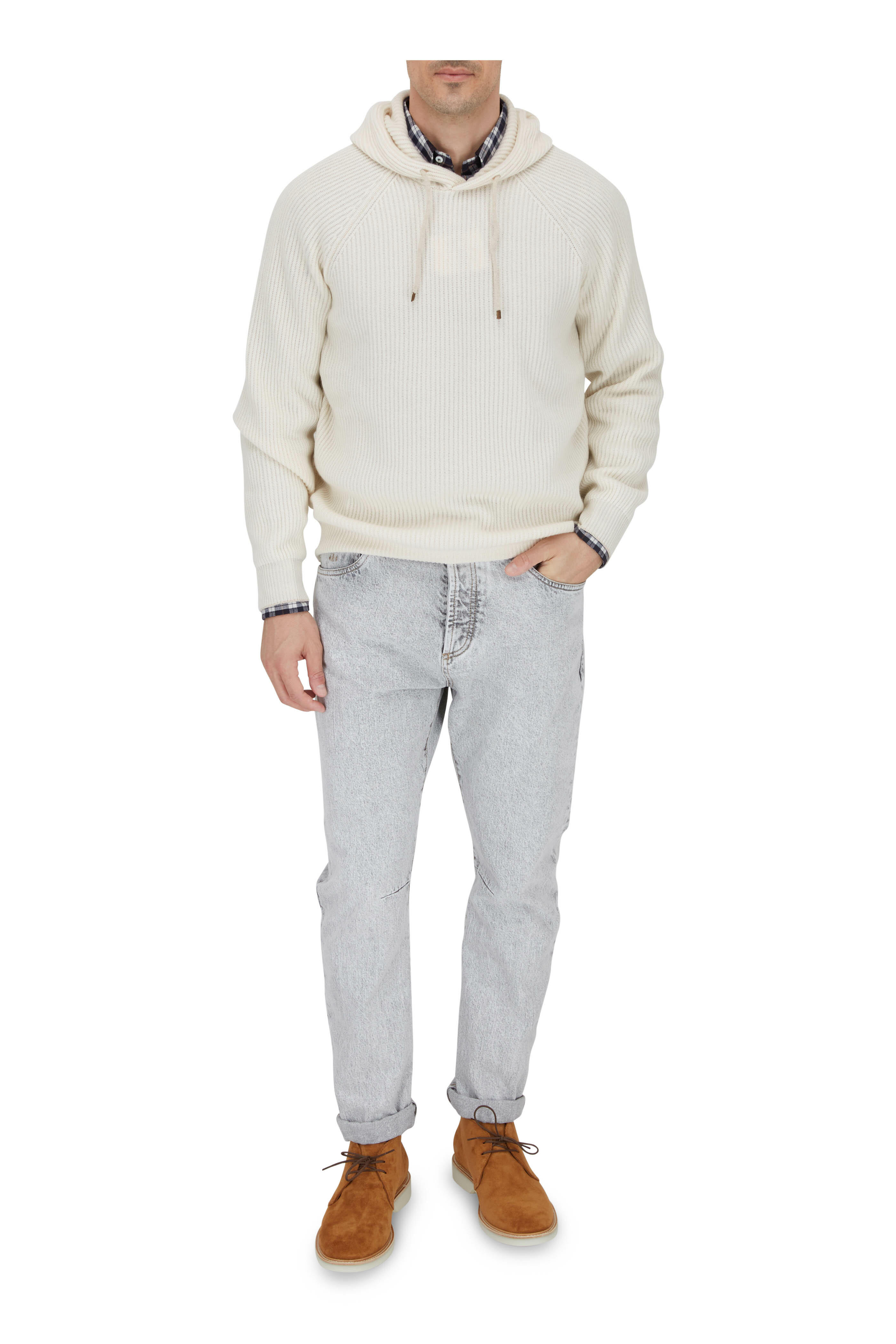 Brunello Cucinelli - Tan Ribbed Cashmere Hoodie