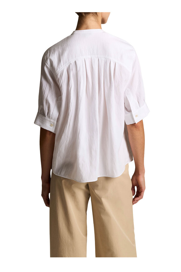 Vince Gathered Optic White A-Line Button-Up Shirt - view 3