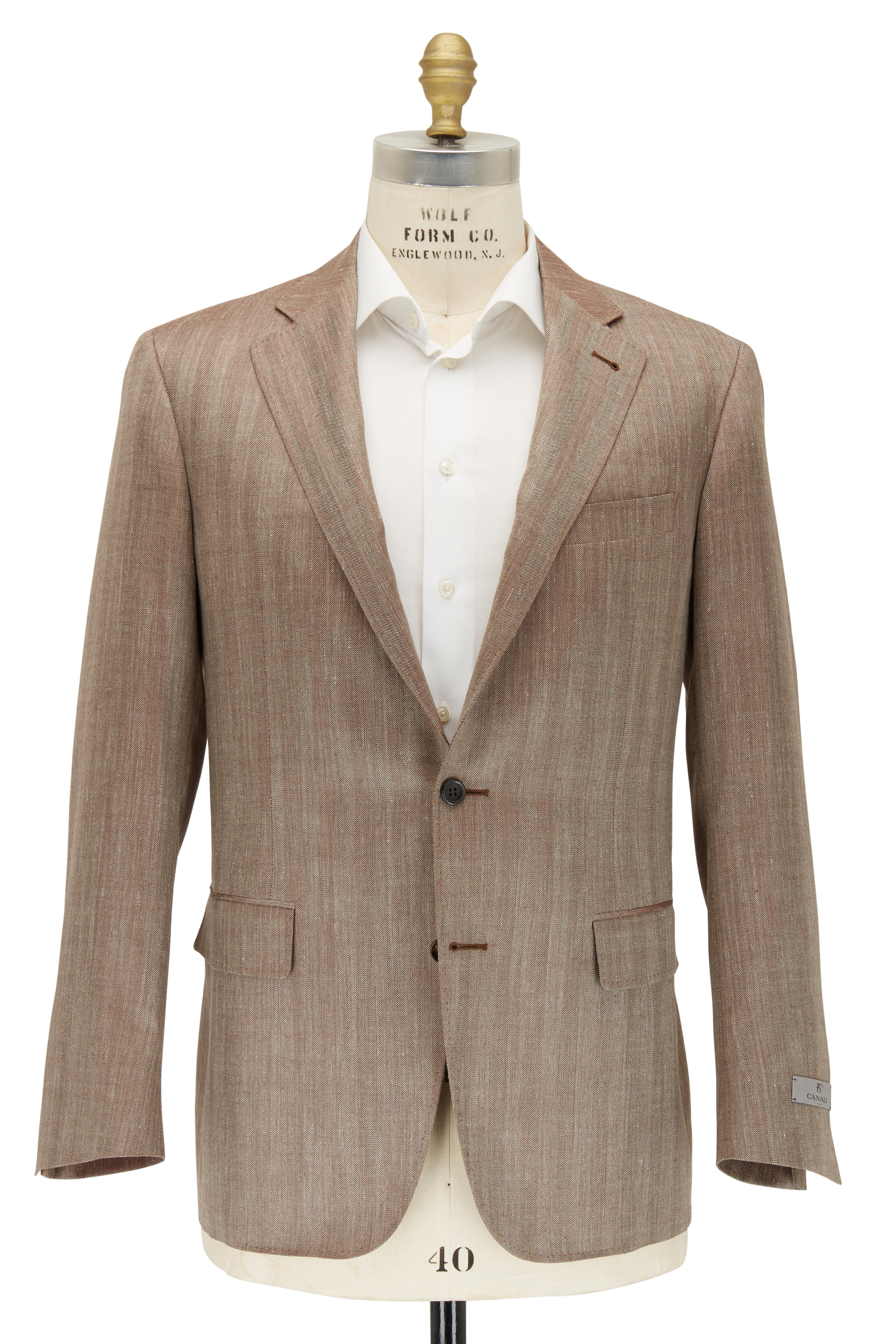 Canali - Kei Tan Herringbone Wool Blend Sportcoat