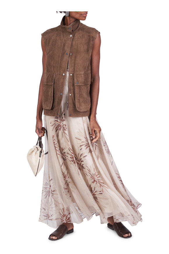 Brunello Cucinelli Couture Brown Suede Vest - view 2
