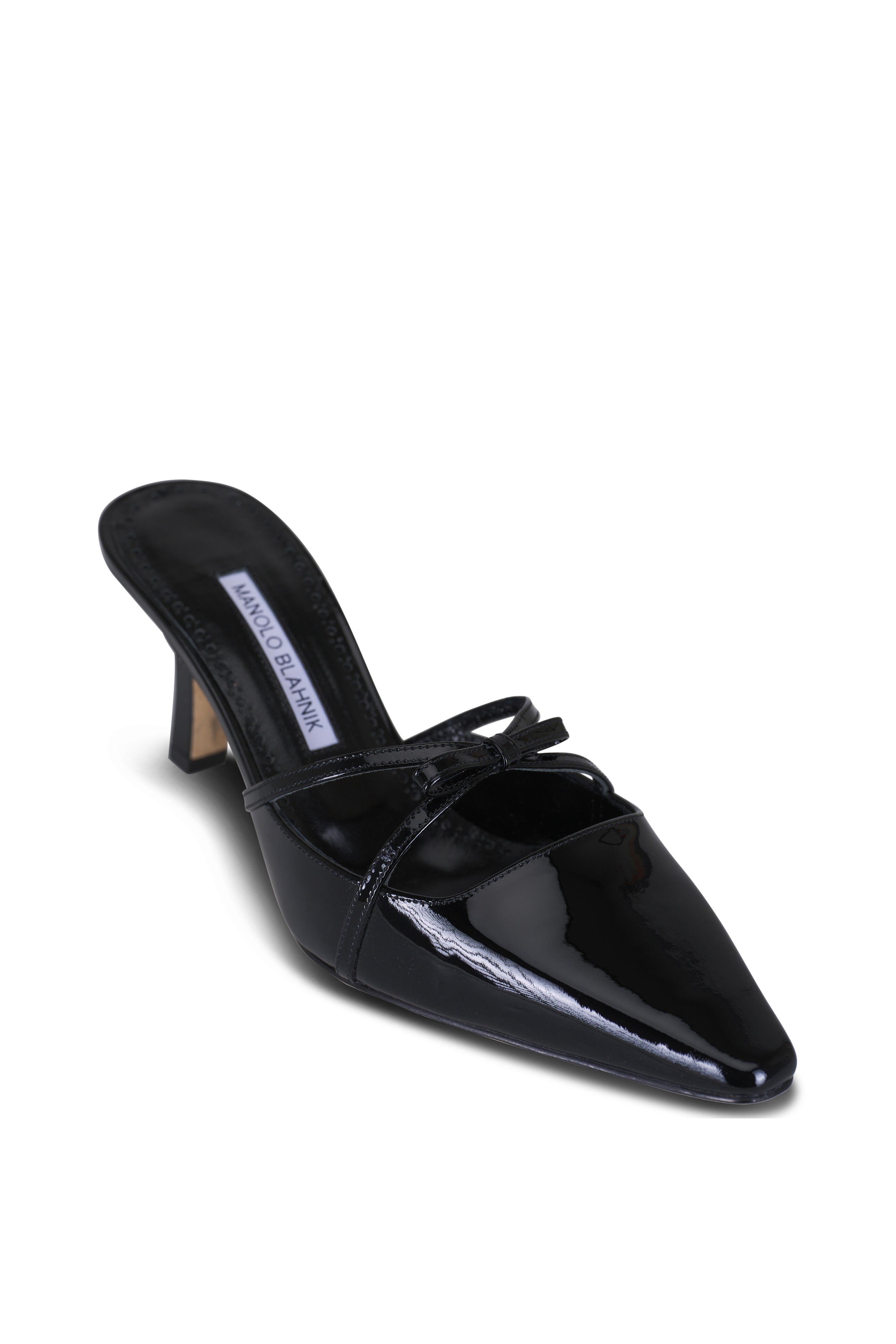 Manolo Blahnik - Dariamu Black Patent Leather Bow Mule, 70mm