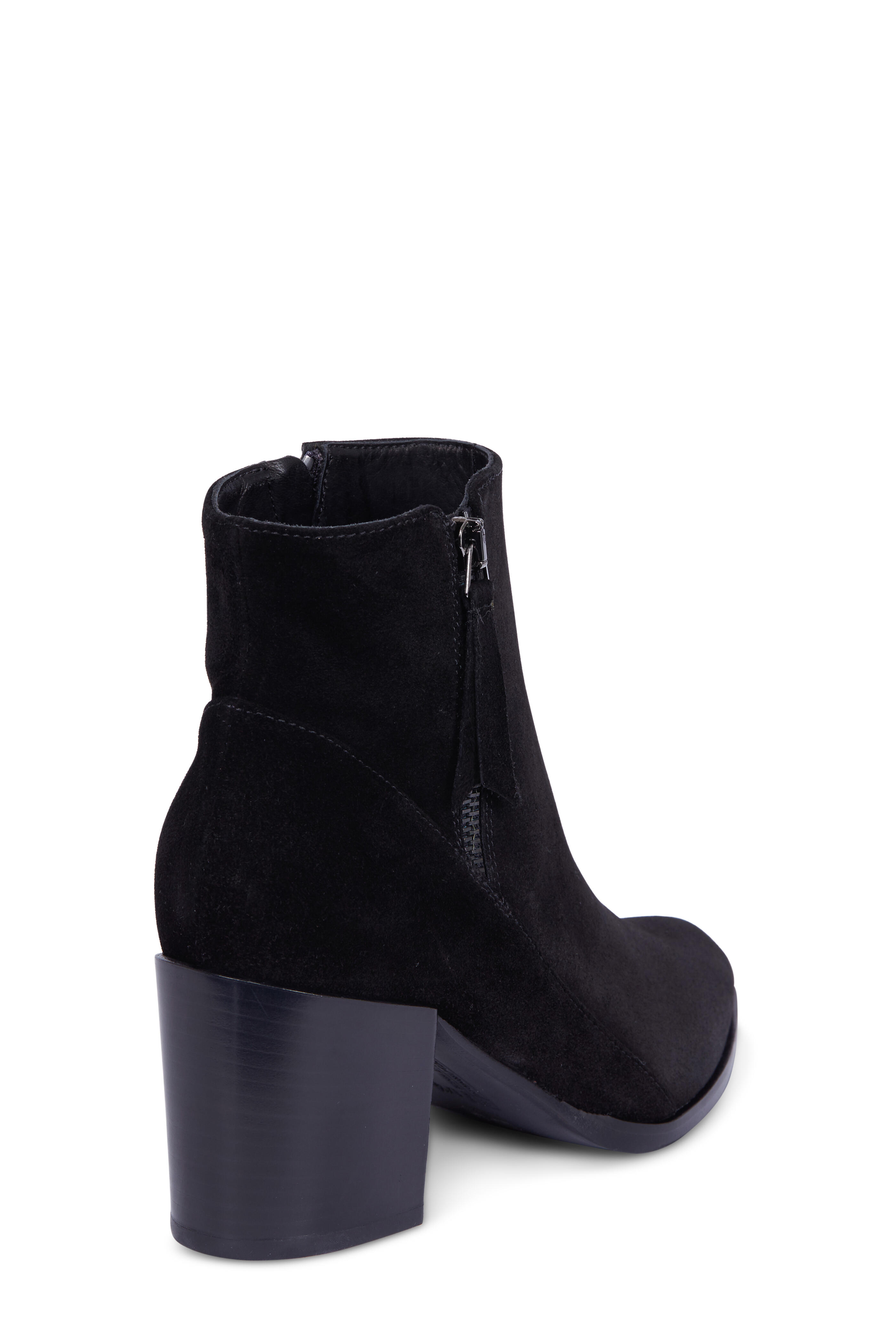 Italeau - Rea Black Suede Double Zip Ankle Boot, 70mm
