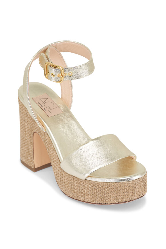 AGL Sista New Sand Metallic Leather Sandal, 110mm
