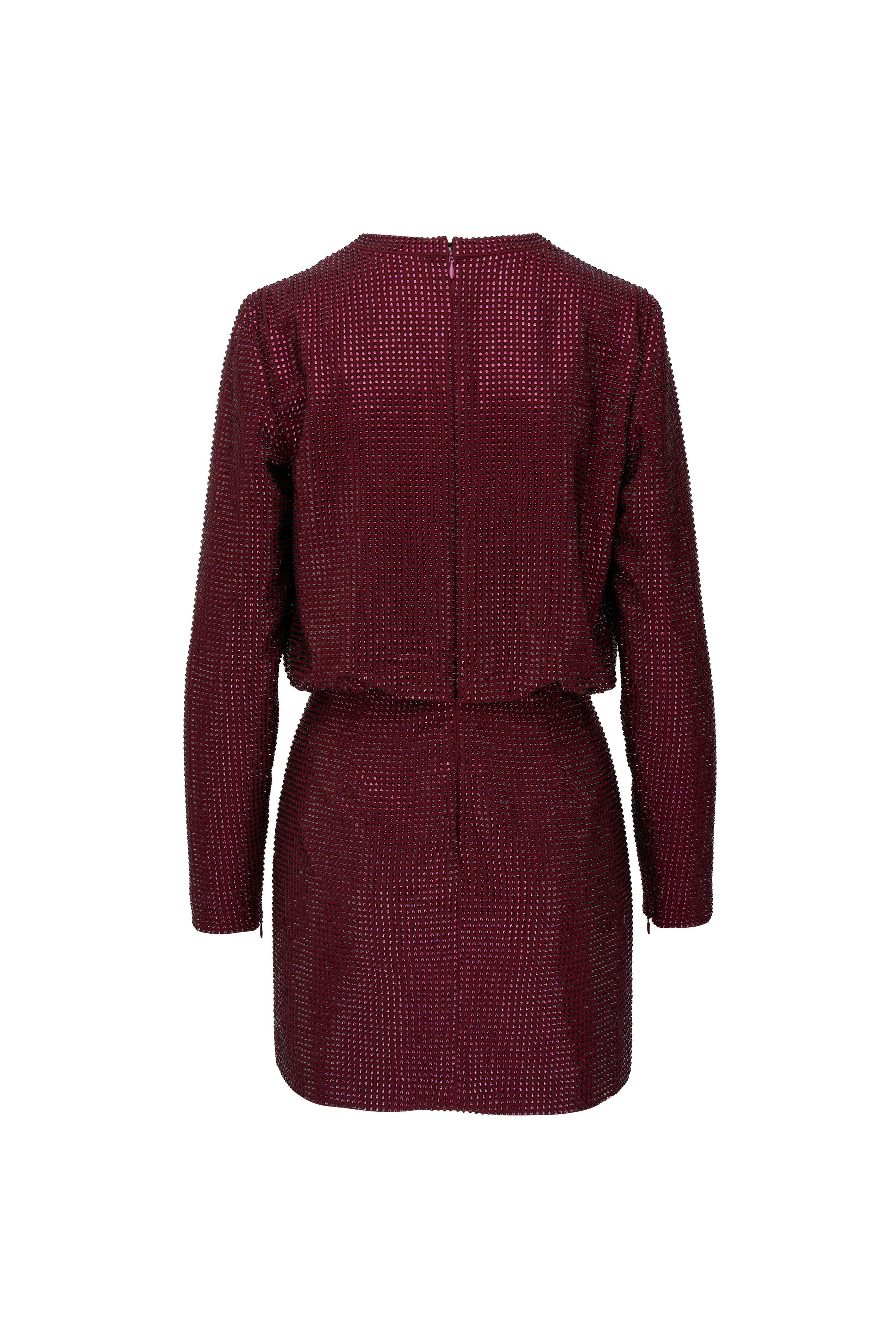 Roland Mouret - Diamante Maroon Mini Dress | Mitchell Stores