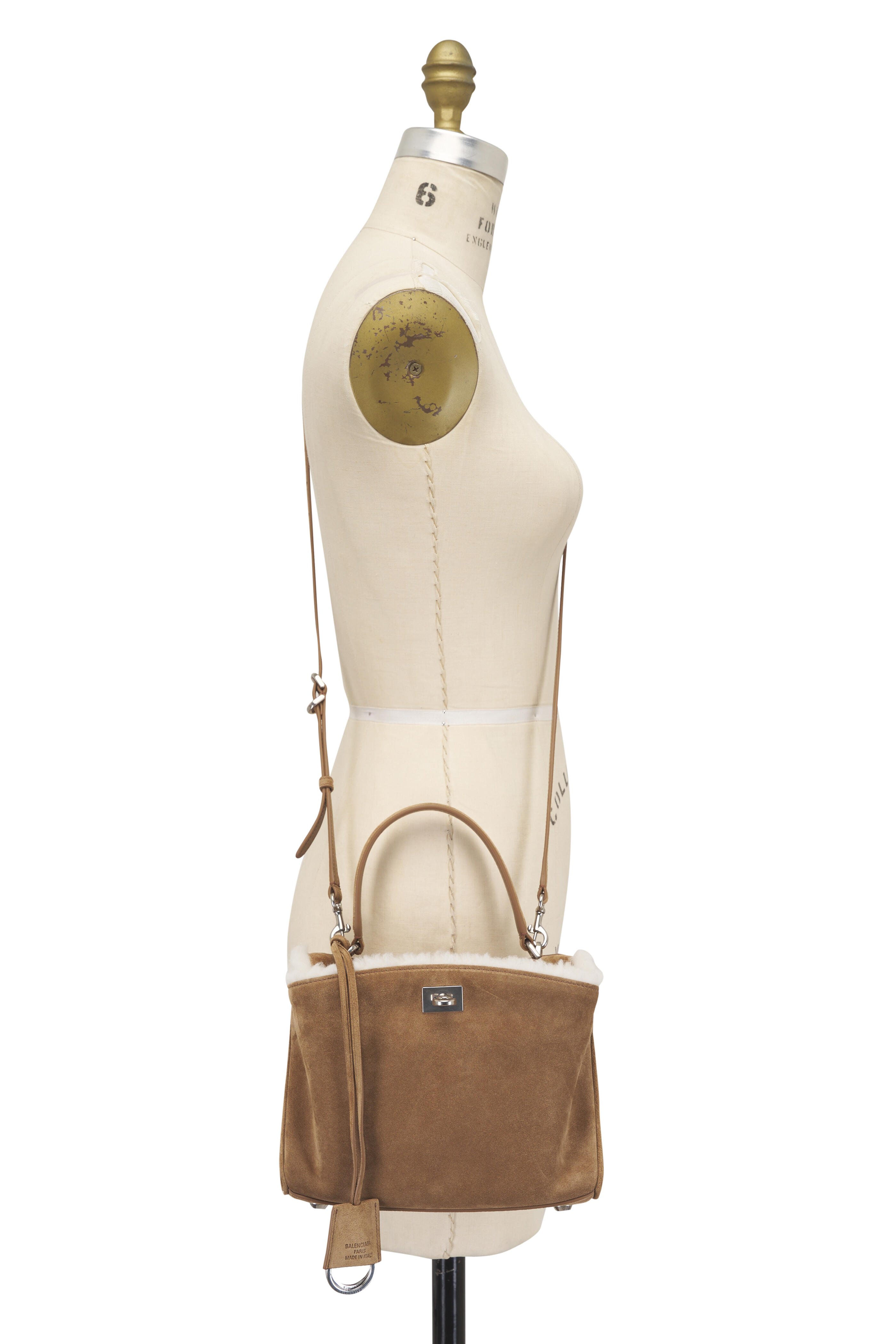 Balenciaga - Mini Rodeo Noce Suede & Fleece Top Handle Bag