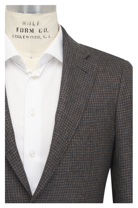 Canali Brown & Gray Houndstooth Cashmere Sportcoat