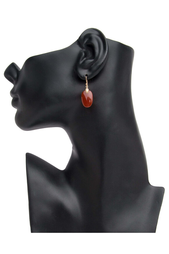 Ted Muehling Carnelian Small Chip Earrings Gold Top - view 2