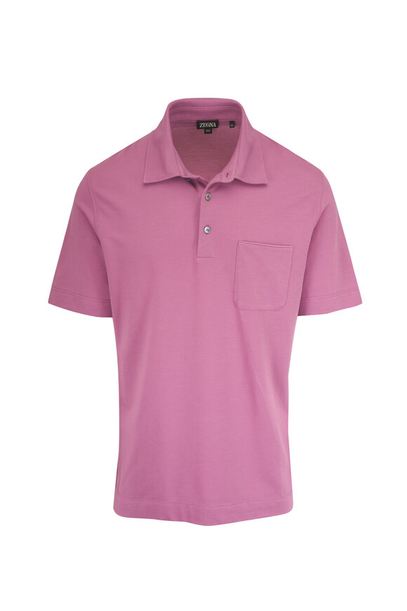 Zegna Pink Cotton Pique Polo - view 1