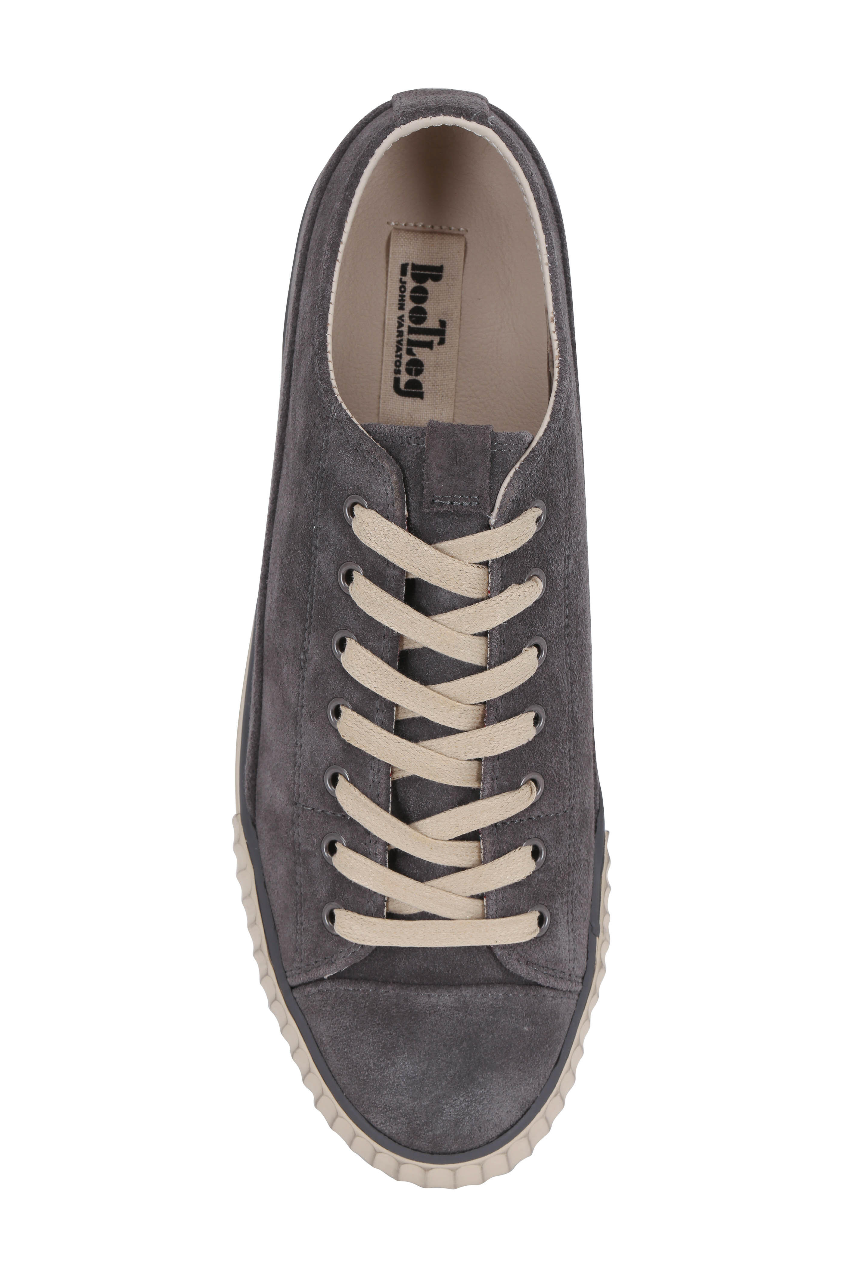 John Varvatos - Gray Vulcanized Suede Low-Top Sneaker