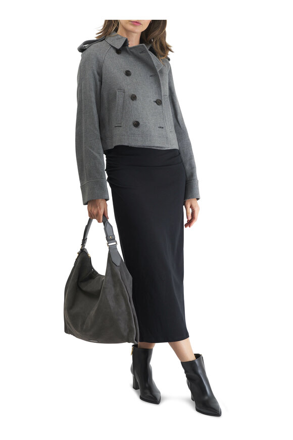 Veronica Beard - Conneley Cropped Heather Gray Trench 