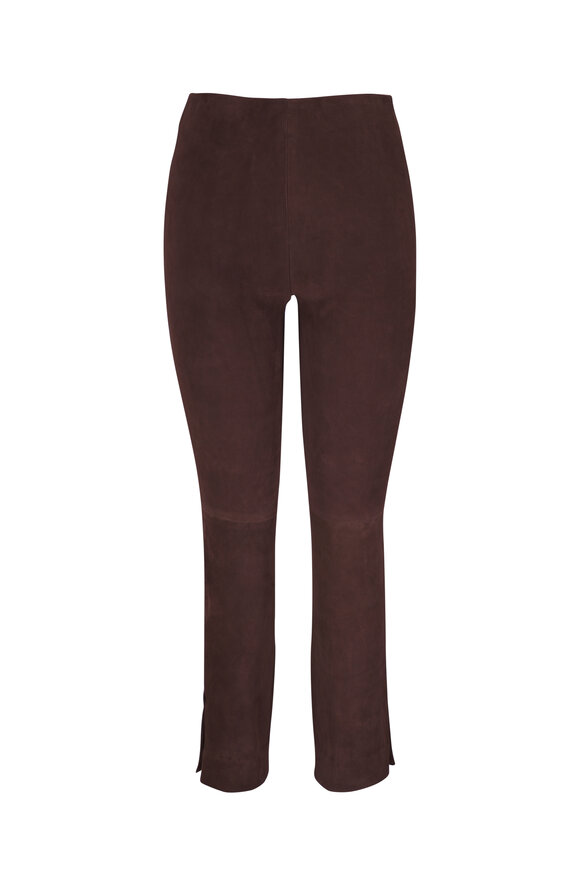Vince Chocolate Suede Split-Hem Cropped Pant - view 2