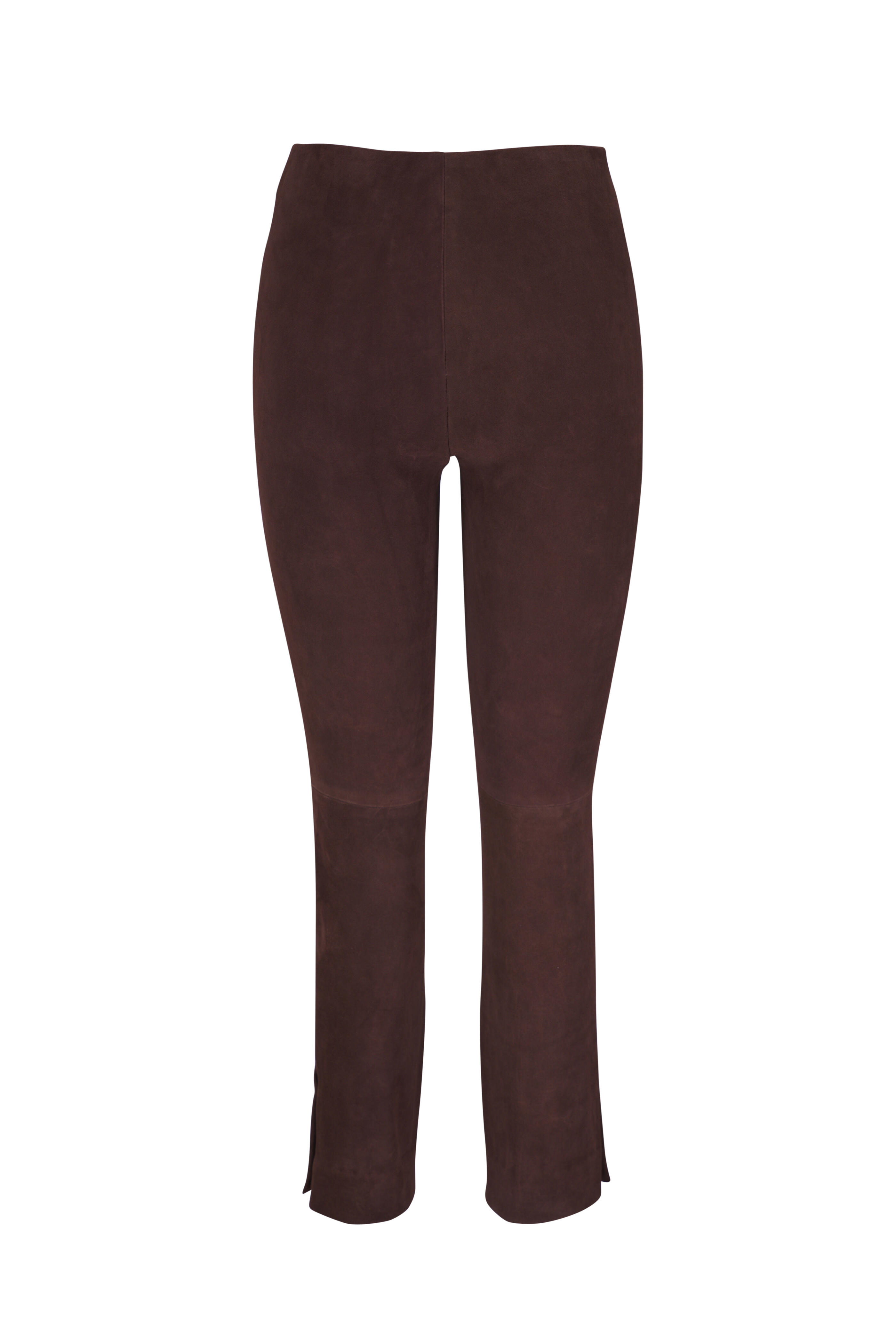 Vince - Chocolate Suede Split-Hem Cropped Pant