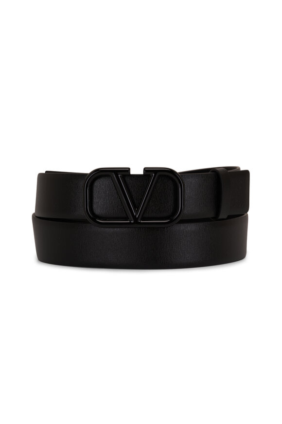 Jet Black Leather Gucci Belts For Man